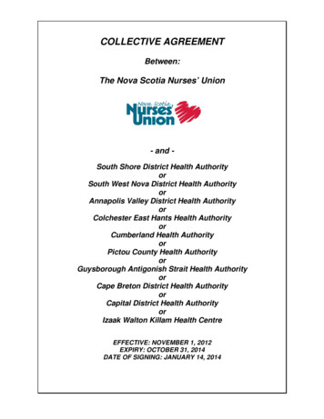 COLLECTIVE AGREEMENT - Nova Scotia Health Authority