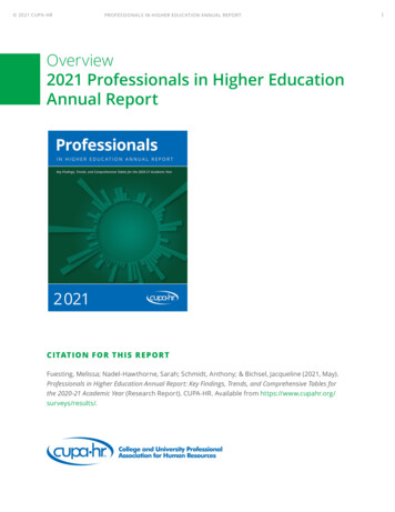 Overview 2021 Professionals In Higher Education Annual Report