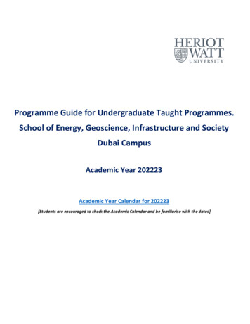 Programme Guide For Undergraduate Taught Programmes. School Of Energy .