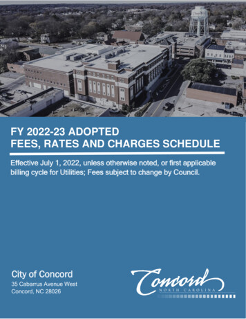 Fy 2022-23 Adopted Fees, Rates And Charges Schedule