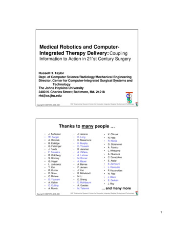 Medical Robotics And Computer- Integrated Therapy Delivery:Coupling .