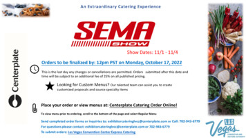 Orders To Be Finalized By: 12pm PST On Monday, October 17, 2022 - SEMA Show