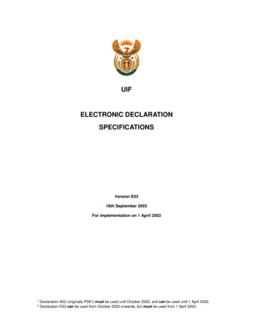UIF ELECTRONIC DECLARATION SPECIFICATIONS - Sage City