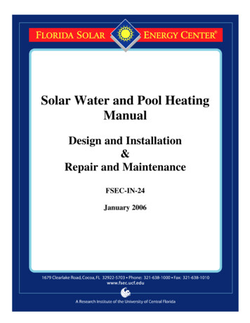 Solar Water And Pool Heating Manual - Nabcep 