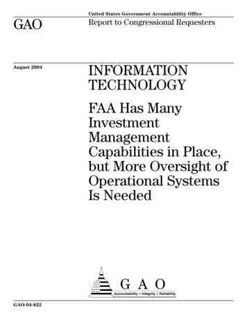 GAO-04-822 Information Technology: FAA Has Many Investment Management .