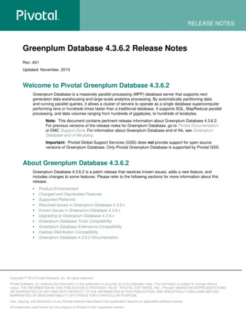 Welcome To Pivotal Greenplum Database 4.3.6