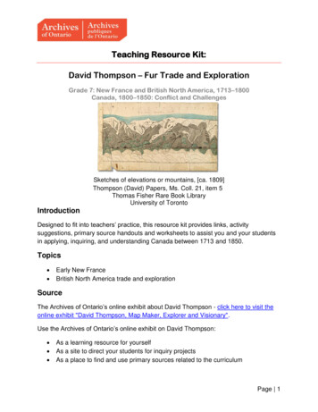 Teaching Resource Kit: David Thompson Fur Trade And Exploration