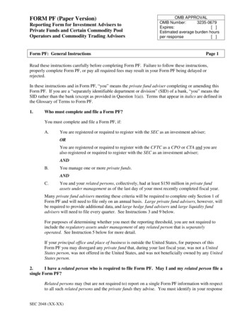 (Archival Version) Form PF: Reporting Form For Investment . - SEC