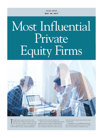 May 29, 2017 Most Influential Private Equity Firms - CBJonline 