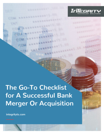 The Go-To Checklist For A Successful Bank Merger Or Acquisition