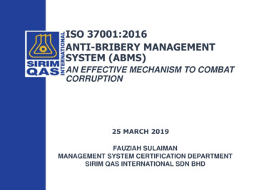 Iso 37001:2016 Anti-bribery Management System (Abms)