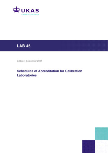 LAB 45 Schedules Of Accreditation For Calibration Laboratories