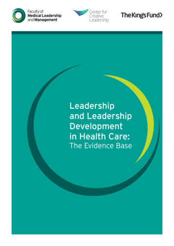 Leadership And Leadership Development In Health Care - King's Fund