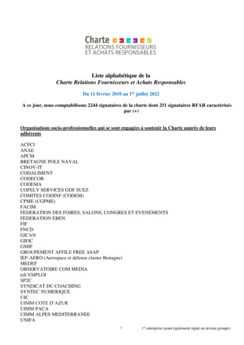 Liste Alphabétique De La Charte Relations Fournisseurs Et Achats .