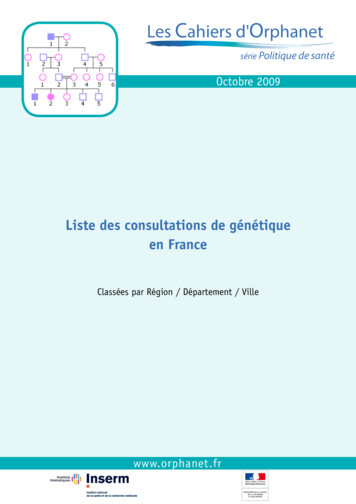 Liste Des Consultations De Génétique En France - Orphanet