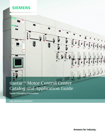 Tiastar TM Motor Control Center Catalog And Application Guide - Siemens