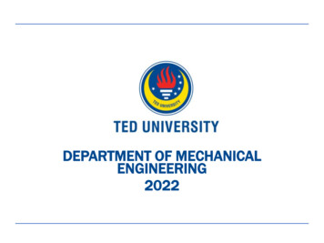 DEPARTMENT OF MECHANICAL ENGINEERING 2022 - Makine Mühendisliği Bölümü