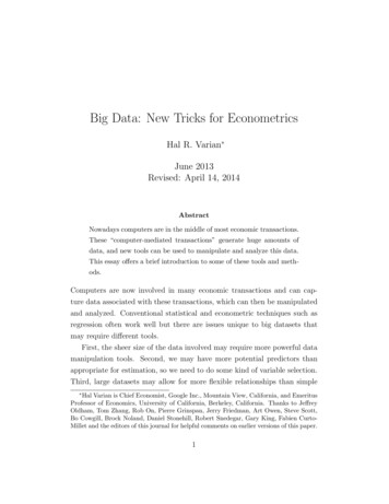 Big Data: New Tricks For Econometrics - University Of California, Berkeley