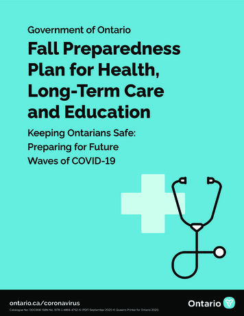Government Of Ontario Fall Preparedness Plan For Health, Long-Term Care .