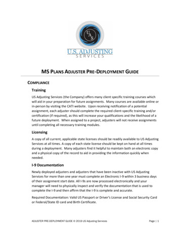 Ms Plans Adjuster Pre-deployment Guide Compliance