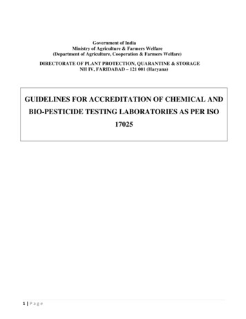 Guidelines For Accreditation Of Chemical And Bio-pesticide Testing .