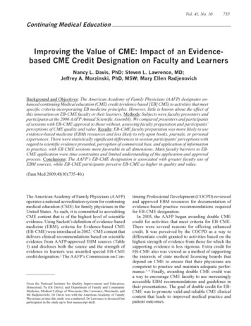 Improving The Value Of CME: Impact Of An Evidence- Based CME Credit .