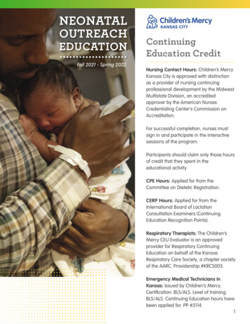 NEONATAL OUTREACH EDUCATION Continuing Education Credit - Children's Mercy
