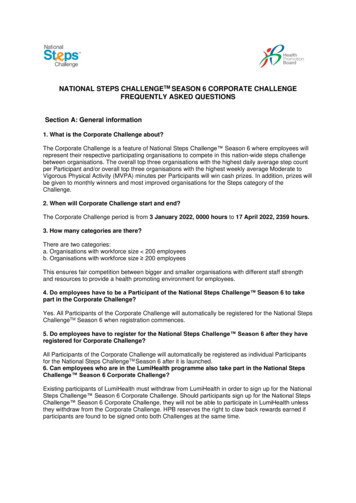 NATIONAL STEPS CHALLENGE SEASON 6 CORPORATE CHALLENGE . - HealthHub
