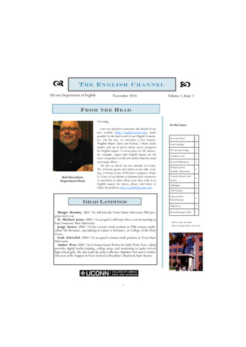 UConn Department Of English November 2014 Volume 1, Issue 2