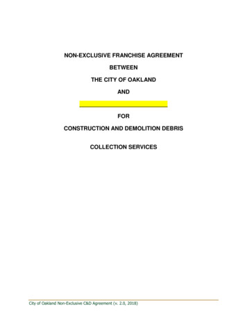 Non-exclusive Franchise Agreement Between The City Of Oakland And For .