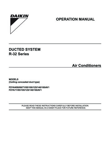 OPERATION MANUAL DUCTED SYSTEM Air Conditioners - Daikin