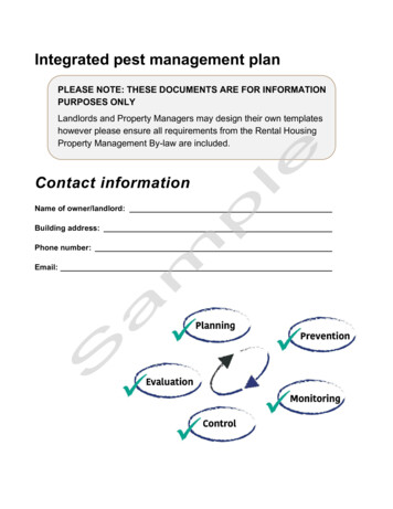 Integrated Pest Management Plan - Ottawa