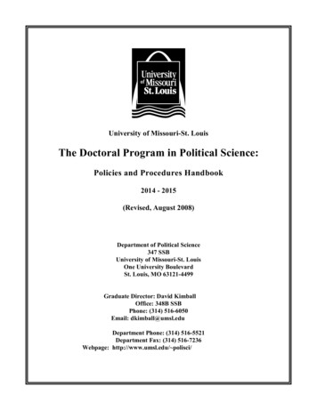 The Doctoral Program In Political Science - University Of Missouri-St .