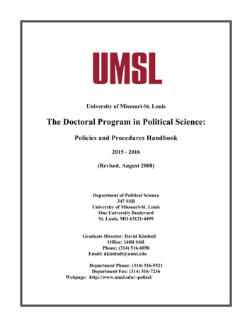 The Doctoral Program In Political Science - Umsl.edu