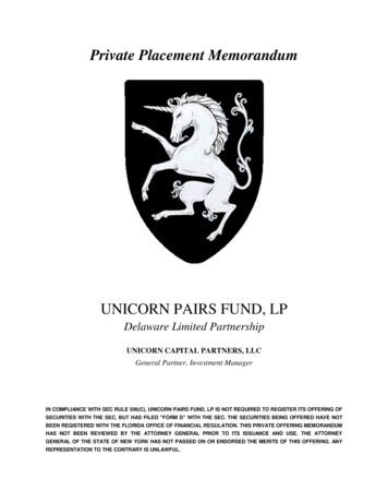 Private Placement Memorandum - Unicorn Funds