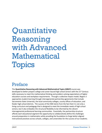 Quantitative Reasoning With Advanced Mathematical Topics