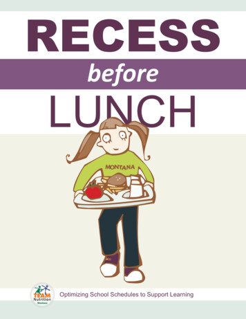 Montana Recess Before Lunch Guide 2018: Optimizing School Schedules To .