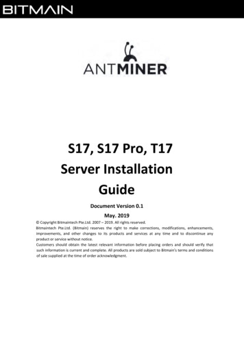 S17, S17 Pro, T17 Manual - Antminer Distribution Europe BV