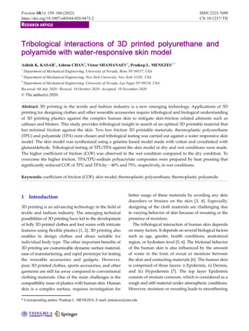 Tribological Interactions Of 3D Printed Polyurethane And . - Springer