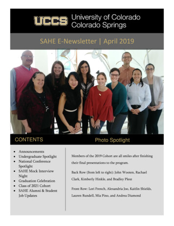 SAHE E-Newsletter April 2019 - University Of Colorado Colorado Springs
