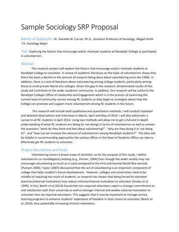 Sample Sociology SRP Proposal - Randolph College