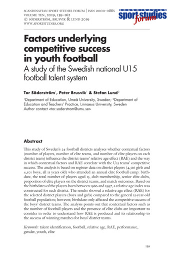 Factors Underlying Competitive Success In Youth Football