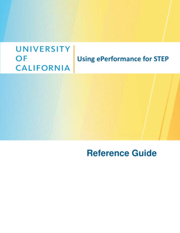 Using EPerformance For STEP: Reference Guide - UCOP