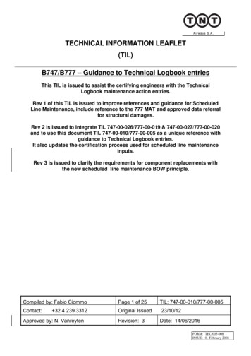 Airways S.A. TECHNICAL INFORMATION LEAFLET (TIL) B747/B777 - Guidance .