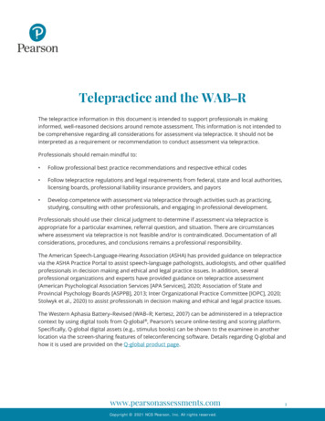 Telepractice And The WAB-R - Pearson Assessments