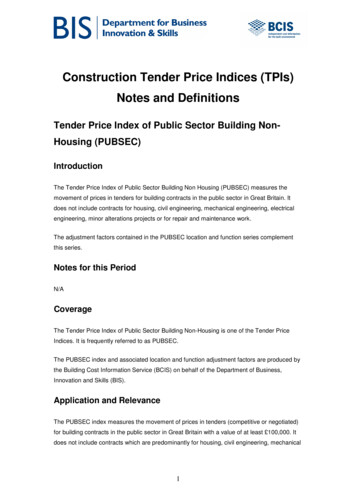 Construction Tender Price Indices (TPIs) Notes And Definitions - GOV.UK