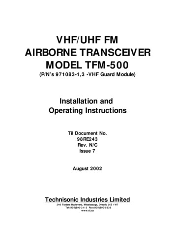 VHF/UHF FM AIRBORNE TRANSCEIVER MODEL TFM-500 - Dallas Avionics