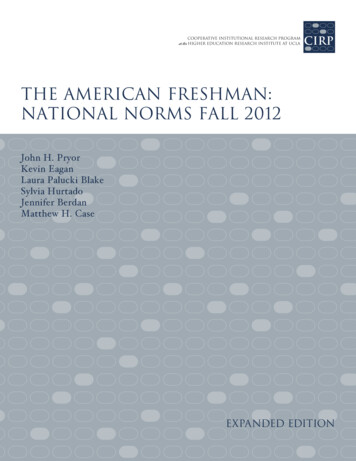 The American Freshman: National Norms Fall 2012OGRAM Cirp COOPERATIVE .