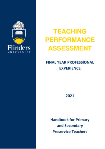 TEACHING PERFORMANCE ASSESSMENT - Flinders University