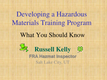 Developing A Hazardous Materials Training Program - Transportation